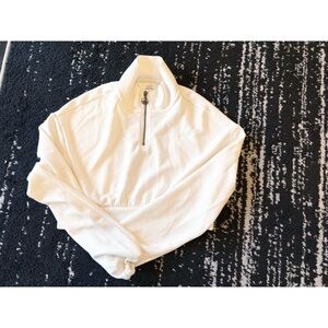 Gilly Hicks White Cropped Quarter Zip Sweater